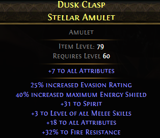 Dusk Clasp Stellar Amulet