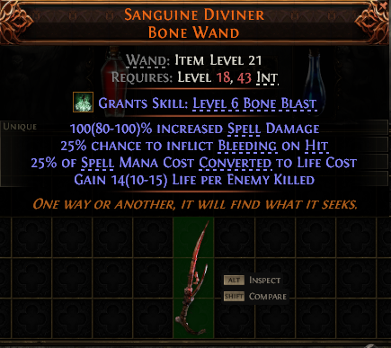 Sanguine Diviner Bone Wand#15429