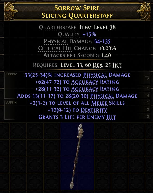 Sorrow Spire Slicing Quarterstaff#66350
