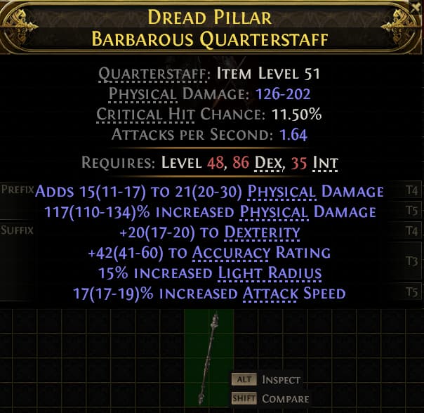 Dread Pillar Barbarous Quarterstaff#28697