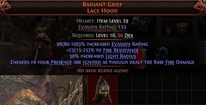 Radiant Grief Lace Hood#214090