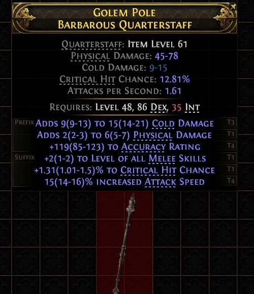 Golem Pole Barbarous Quarterstaff#287318