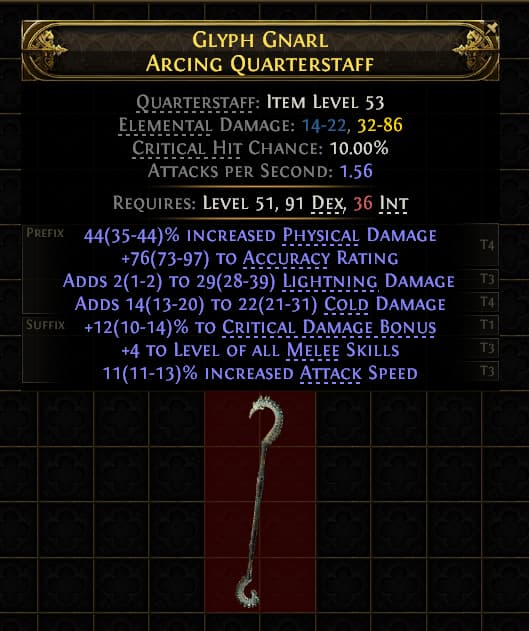 Glyph Gnarl Arcing Quarterstaff#829996