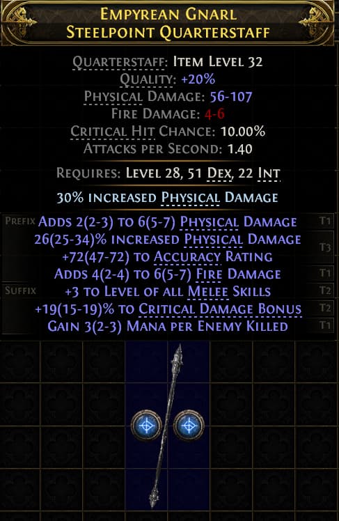 Empyrean Gnarl Steelpoint Quarterstaff#908584