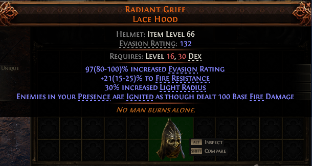 Radiant Grief Lace Hood#550983