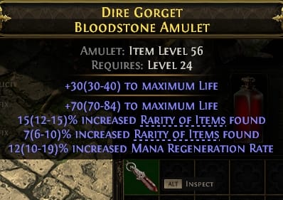 Dire Gorget Bloodstone Amulet#174645