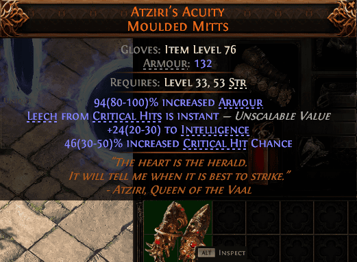 Atziri'S Acuity Moulded Mitts#580661