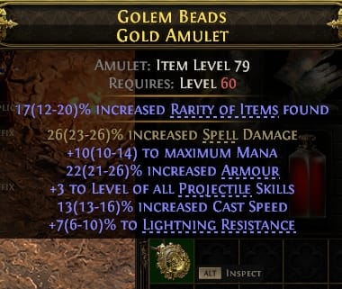 Golem Beads Gold Amulet#619866