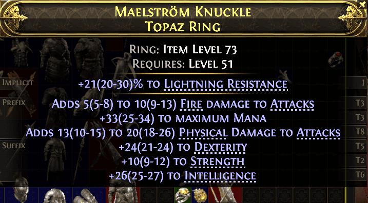 Maelstrom Knuckle Topaz Ring#798972