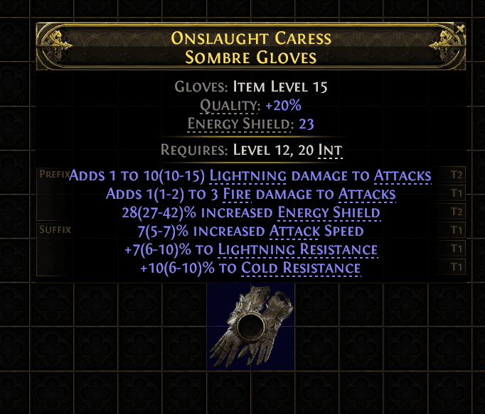 Onslaught Caress Sombre Gloves#378651