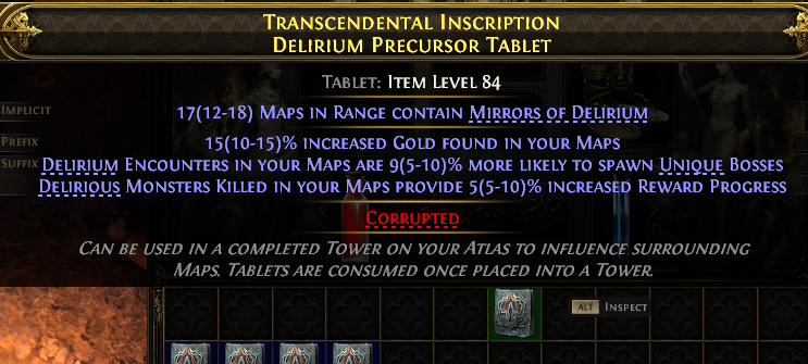 Transcendental Inscription Delirium Precursor Tablet#356707