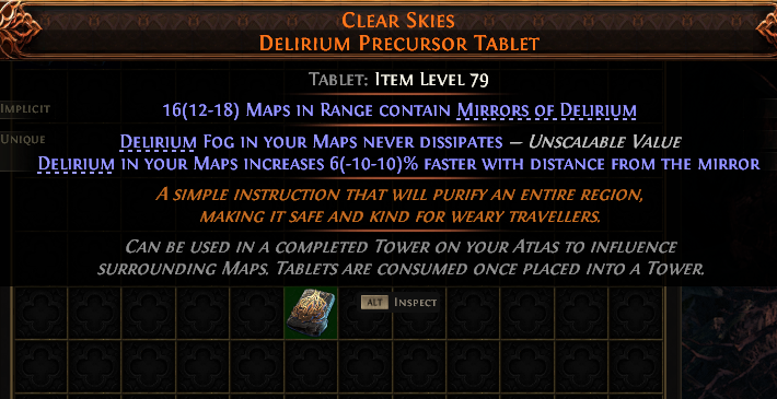 Clear Skies Delirium Precursor Tablet#629081