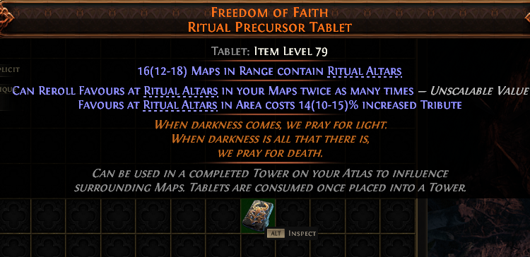 Freedom Of Faith Ritual Precursor Tablet#91284