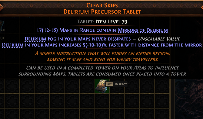 Clear Skies Delirium Precursor Tablet#687415