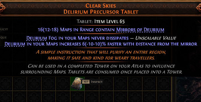 Clear Skies Delirium Precursor Tablet#633223