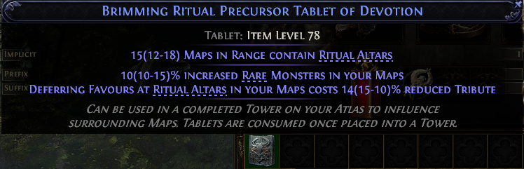 Brimming Ritual Precursor Tablet Of Devotion#101552