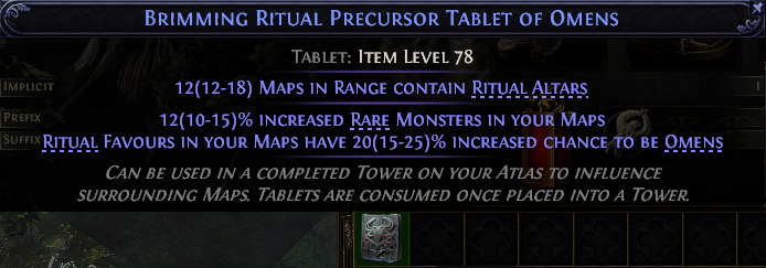 Brimming Ritual Precursor Tablet Of Omens#774151