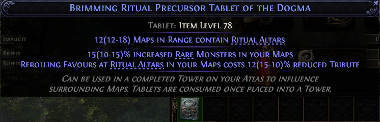 Brimming Ritual Precursor Tablet Of The Dogma#99167