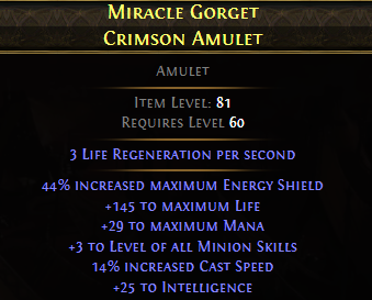 Miracle Gorget Crimson Amulet