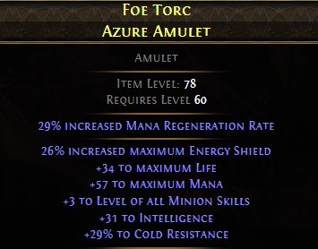 Foe Torc Azure Amulet