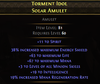 Torment Idol Solar Amulet