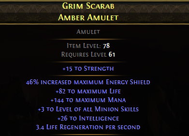 Grim Scarab Amber Amulet