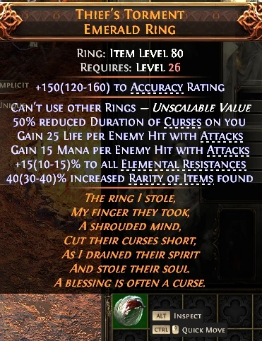 THIEF'S TORMENTEMERALD RING