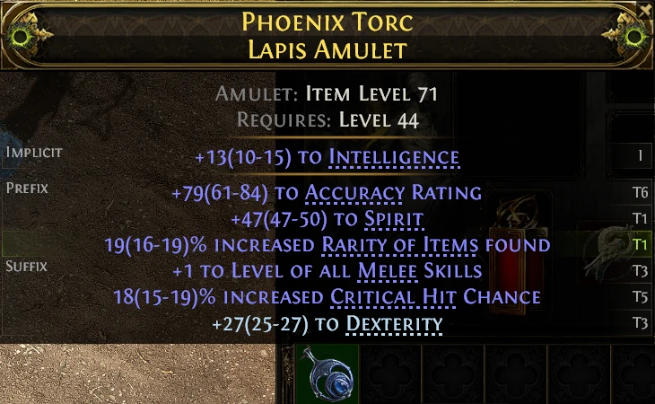PHOENIX TORC LAPIS AMULET