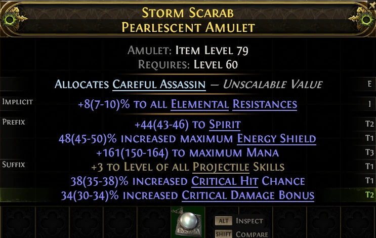 STORM SCARAB PEARLESCENT AMULET