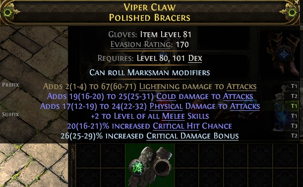 VIPER CLAW POLISHED BRACERS