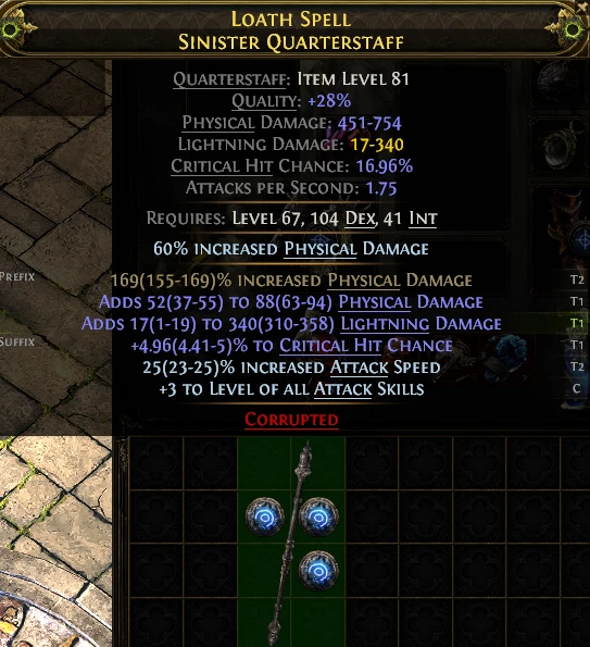 LOATH SPELL SINISTER QUARTERSTAFF
