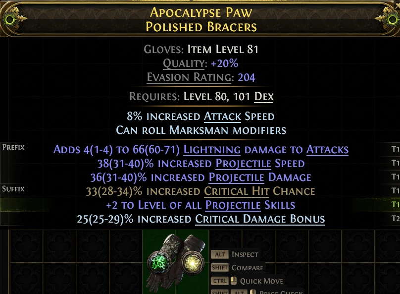 APOCALYPSE PAW POLISHED BRACERS
