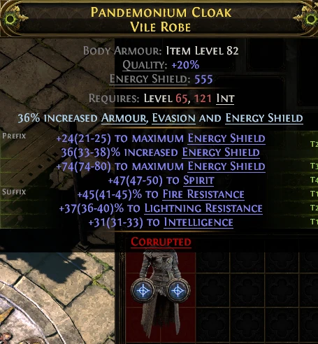 PANDEMONIUM CLOAK VILE ROBE