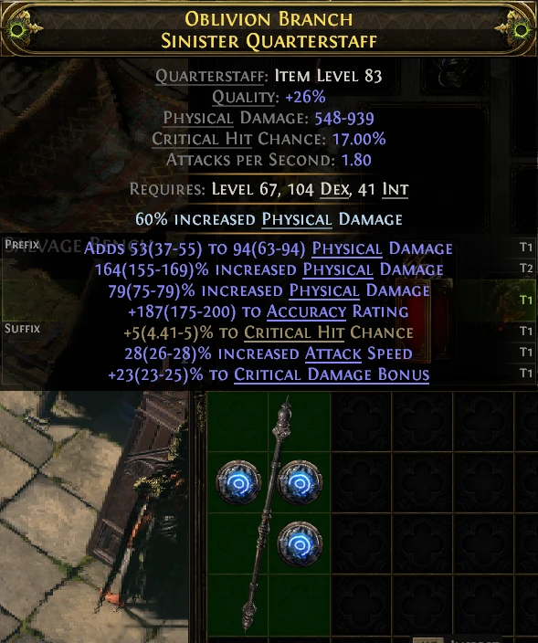 OBLIVION BRANCH SINISTER QUARTERSTAFF