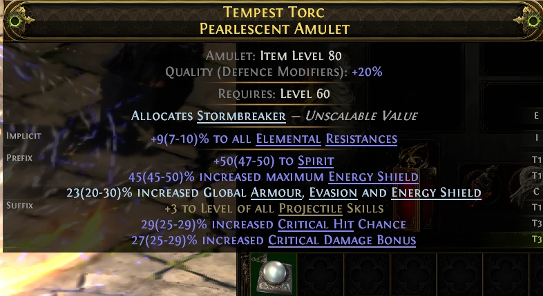 TEMPEST TORC PEARLESCENT AMULET
