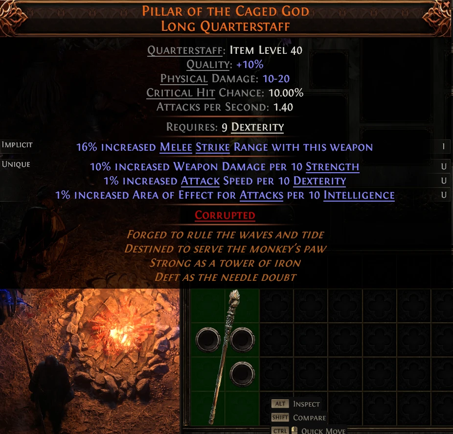 PILLAR OF THE CAGED GOD LONG QUARTERSTAFF
