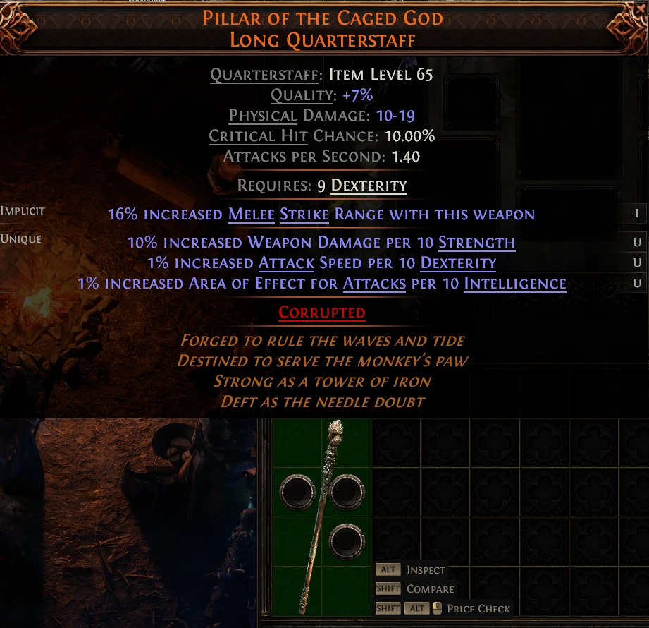 PILLAR OF THE CAGED GOD LONG QUARTERSTAFF