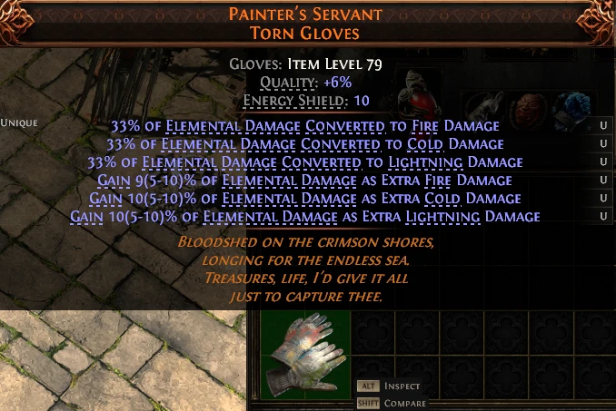 PAINTER'S SERVANT TORN GLOVES