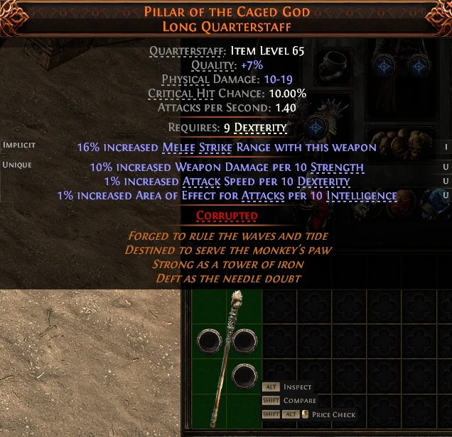 PILLAR OF THE CAGED GOD LONG QUARTERSTAFF