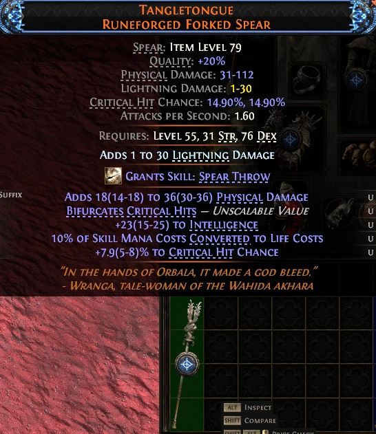 TANGLETONGUE RUNEFORGED FORKED SPEAR