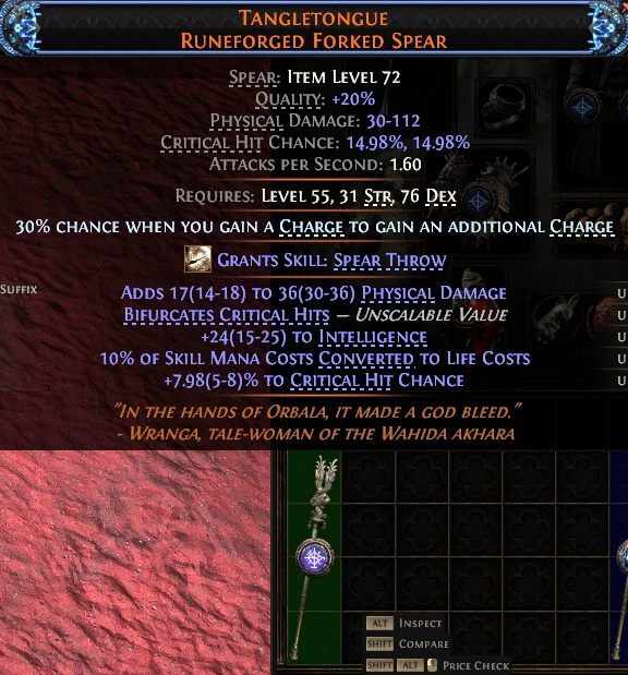 TANGLETONGUE RUNEFORGED FORKED SPEAR