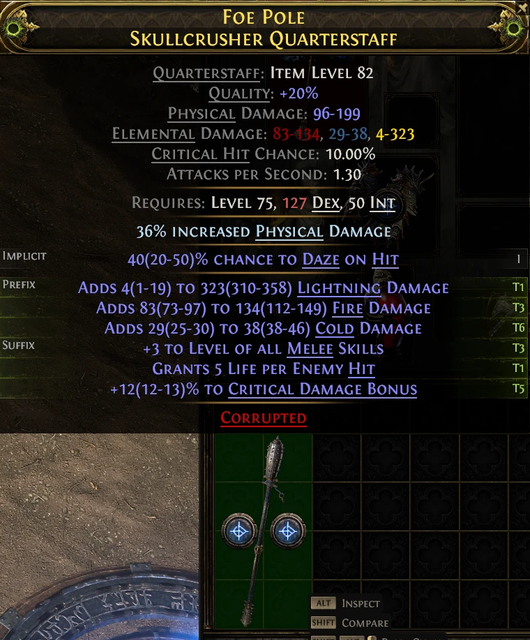 FOE POLE SKULLCRUSHER QUARTERSTAFF