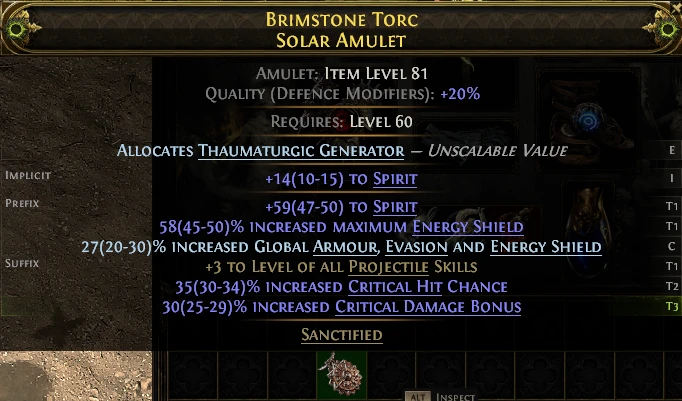 BRIMSTONE TORC SOLAR AMULET
