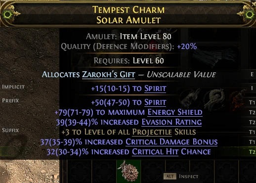 TEMPEST CHARM SOLAR AMULET