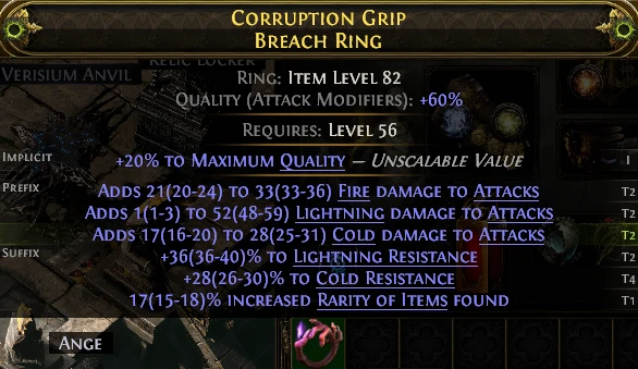 CORRUPTION GRIP BREACH RING RELIC LOCKER VERISIUM ANVIL