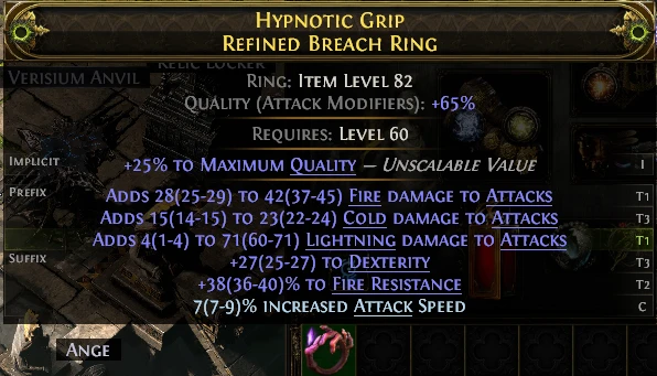 HYPNOTIC GRIP REFINED BREACH RING RELIC LOCKER VERISIUM ANVIL