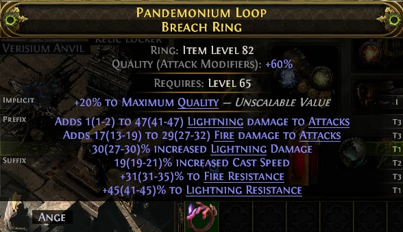 PANDEMONIUM LOOP BREACH RING RELIC LOCKER VERISIUM ANVIL