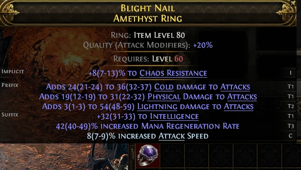 BLIGHT NAIL AMETHYST RING